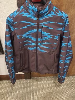 Ariat Brown Jacket with Blue Aztec Lightning Print